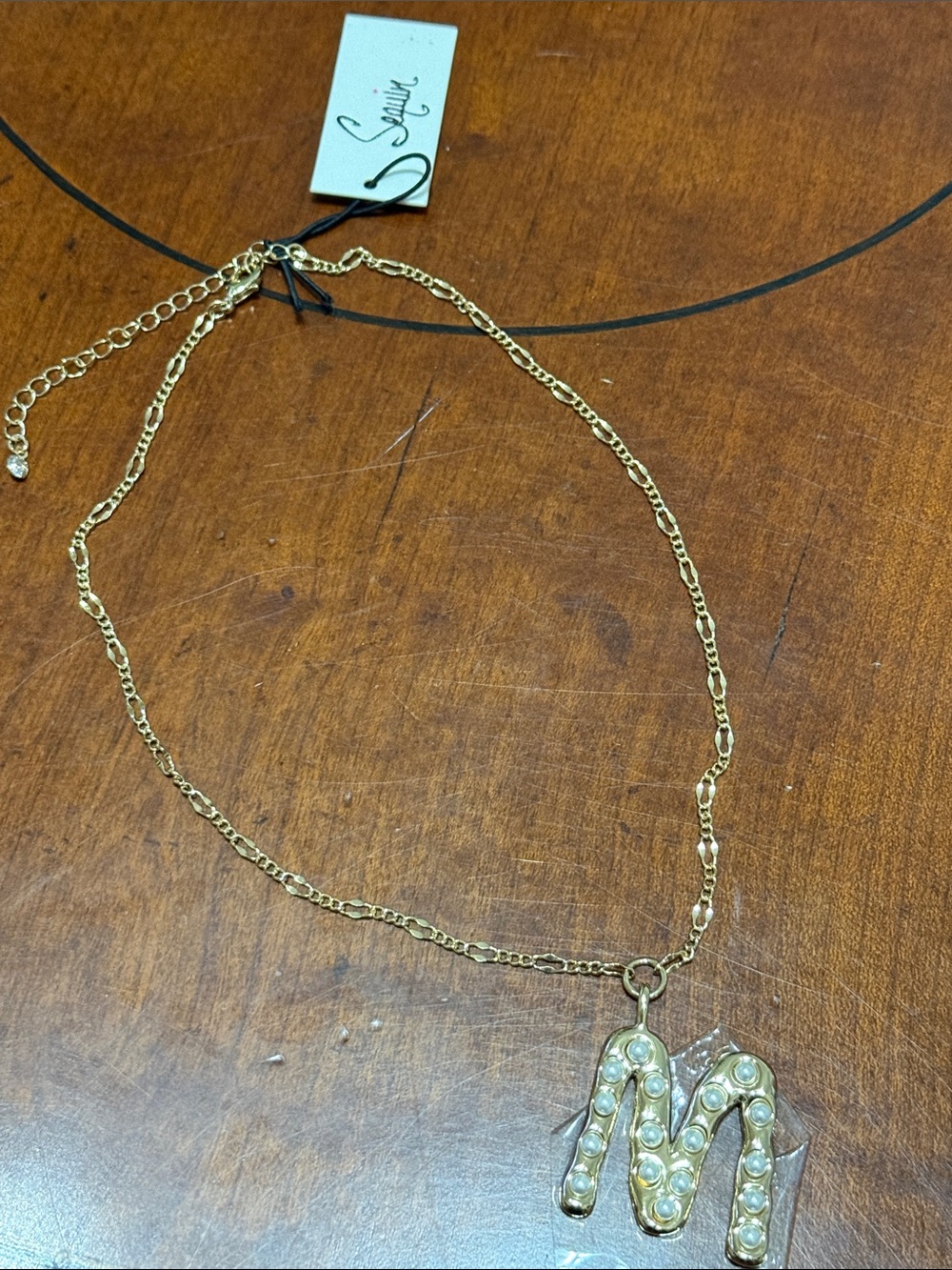 Sequin Jewelry Gold-Tone Pearl Initial "M"
Pendant Necklace From Anthropologies🔥 - Picture 8 of 16